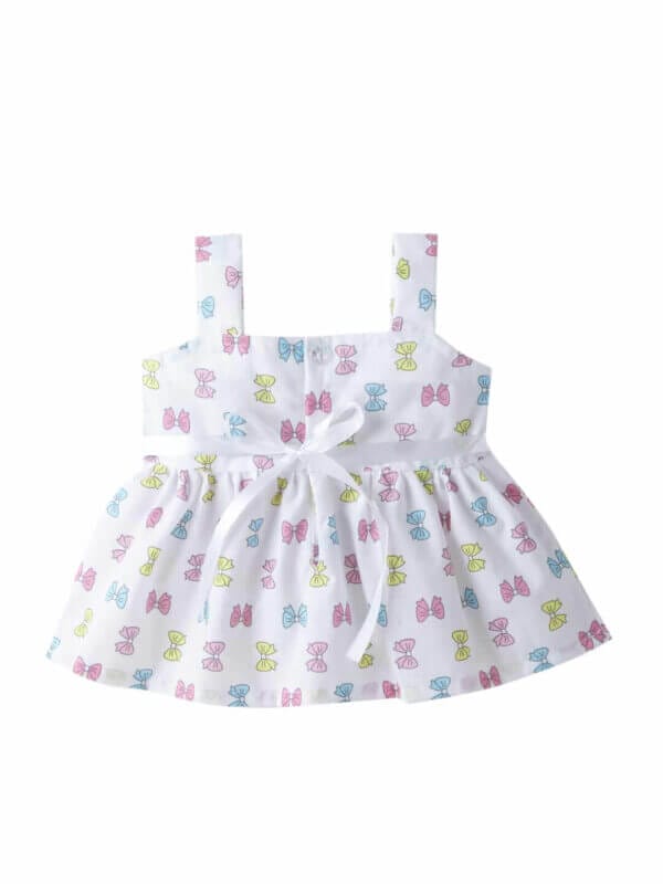 Baby Girl Cotton Frock Newborn Girl Knee Length Dress Bow Strip Print - Image 5