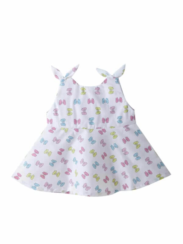 Baby Girl Cotton Frock Newborn Girl Knee Length Dress Bow Strip Print - Image 5