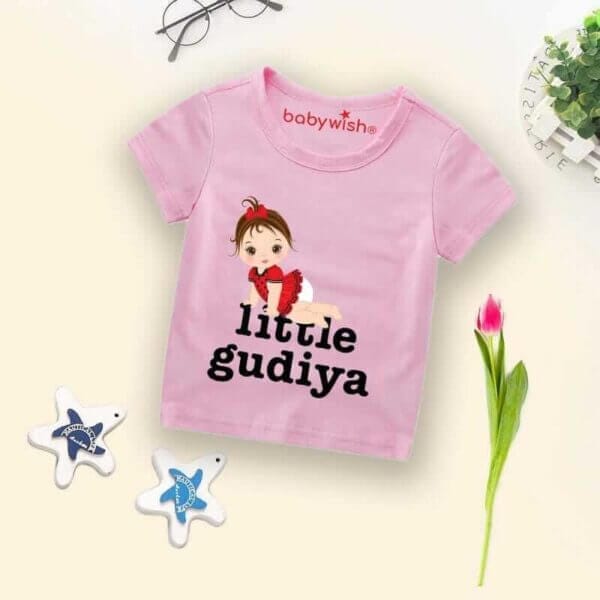 Printable Family T-shirt for Kids Clothes Unisex Newborn Topwear Outfit Cotton Tshirt Half Sleeve Round Neck Dress for Boy n Girl "Little Gudiya" - Image 2