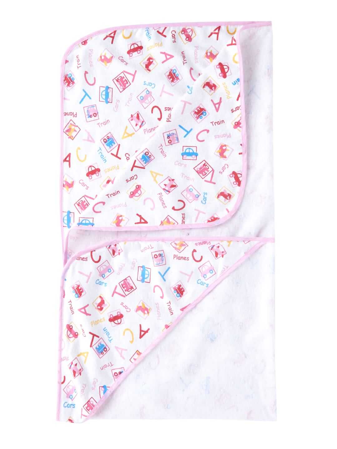 Baby Flannel Hooded Towels for Newborn – Soft Alphabets Printed Bath Towel for Boys & Girls Infants, Comfortable Kids Towel for Bath Time