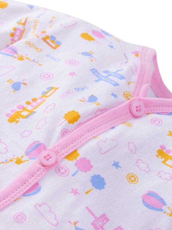 kids top bottom baby Jhabla Set Full Sleeve Pure Cotton kids tshirt Jhabla pajama set - Pink Magic Train Print - Image 4