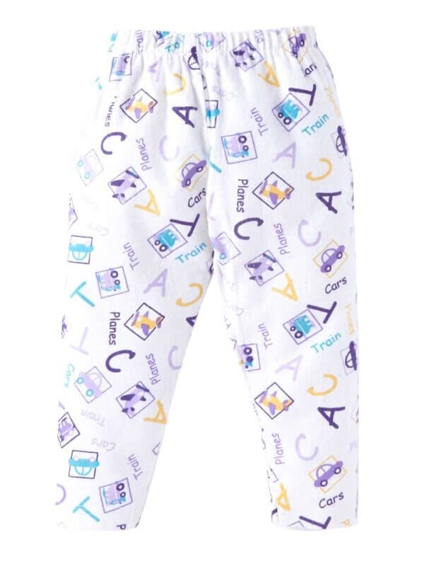 kids top bottom baby Jhabla Set Full Sleeve Pure Flannel kids tshirt Jhabla pajama set - Lemon Flannel Alphabet Print - Image 5