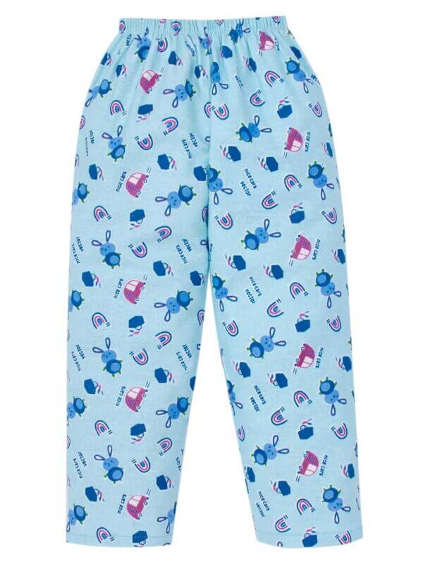 kids top bottom baby Jhabla Set Full Sleeve Pure Flannel kids tshirt Jhabla pajama set - Blue Nice Car Vector Print - Image 5