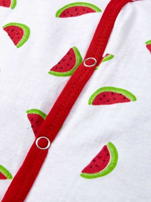 kids top bottom baby Jhabla Set Full Sleeve Pure Cotton kids tshirt Jhabla pajama set - Red Watermelon Prints - Image 4