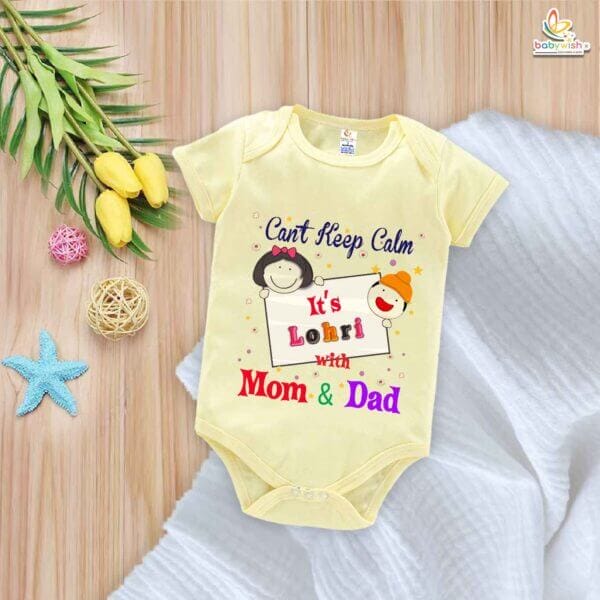 My First Lohri Romper | Baby Lohri Bodysuit for Boys & Girls | Can't Keep Calm It's Lohri Outfit | Festive Baby Clothes – Babywish - Image 2