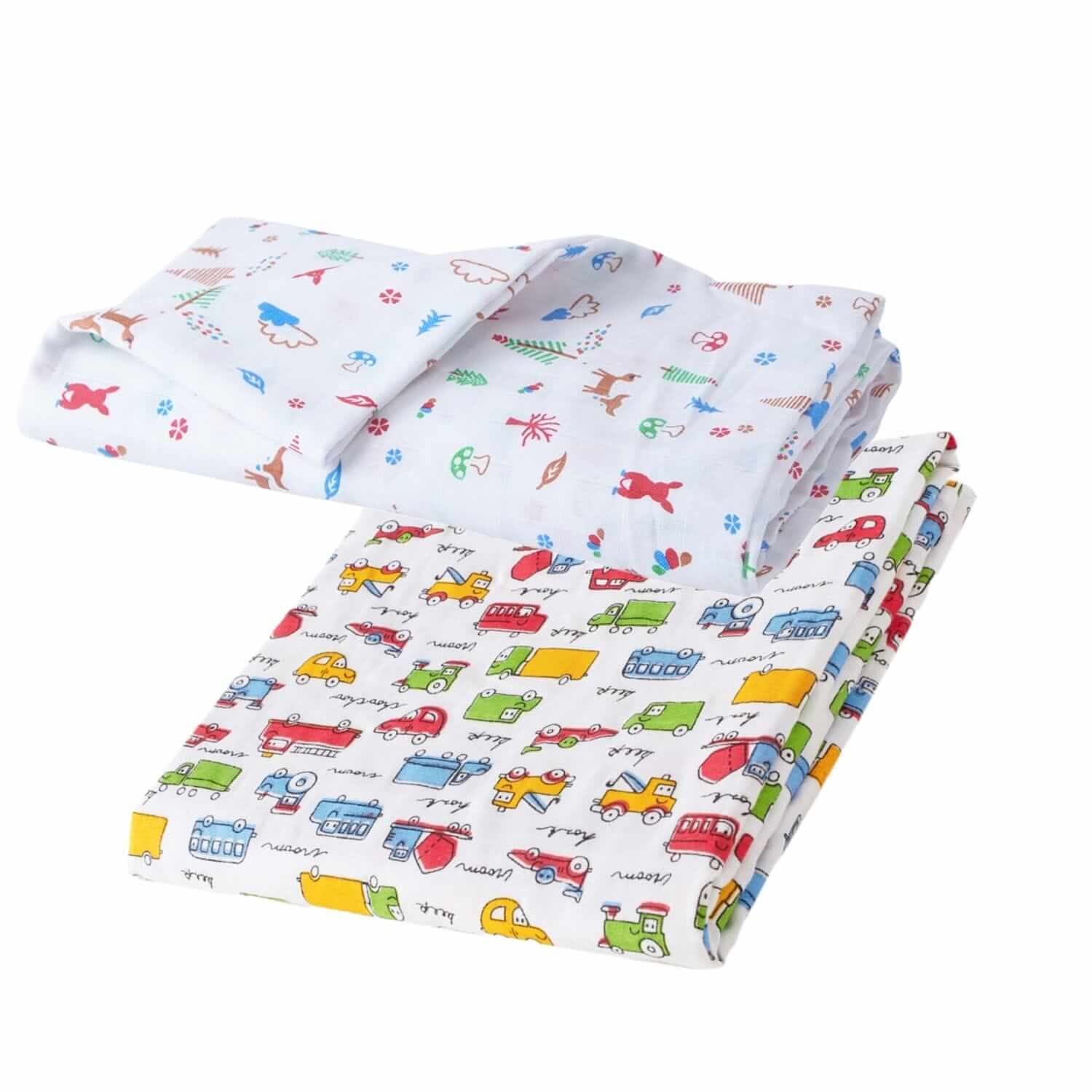 Muslin Swaddle Blankets 100% Organic for Newborn Baby – Soft Multipurpose Infant Swaddle 112x112cm, Breathable Cotton Wrap, Combo Pack of 2, Ideal for Sleeping, Nursing, Travel, and Baby Comfort