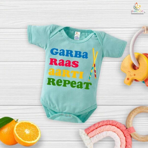 Babywish Baby Navratri Romper Bodysuit My First Dussehra Garba Raas Aarti Repeat - Image 4