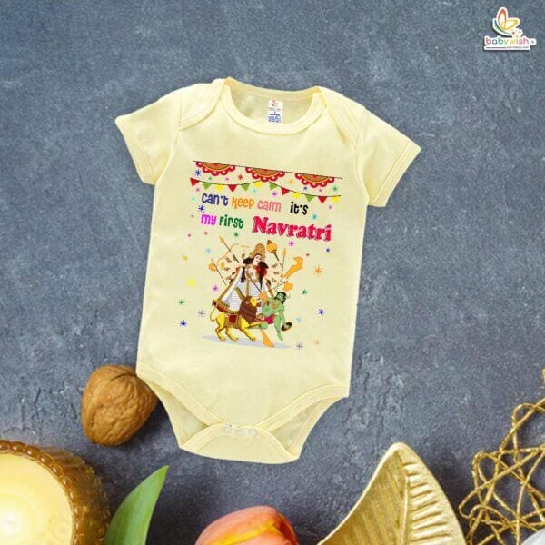 Babywish Baby Navratri Romper Bodysuit My First Dussehra Can't Keep Calm it's first Navratri - Image 2
