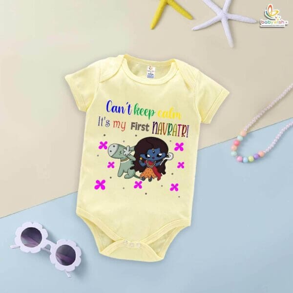 Babywish Baby Navratri Romper Bodysuit My First Dussehra First Navartri can't keep Calm - Image 2