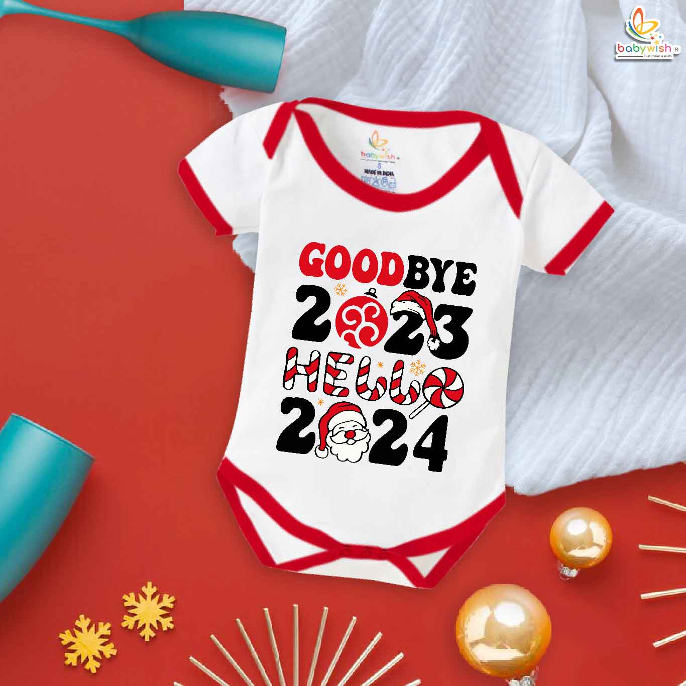Cute Baby New Year Romper for Boys & Girls – Soft Cotton Unisex Bodysuit, Festive Party Outfit, Comfortable Nightwear & Perfect Gift for Newborn, Infant & Toddler | Babywish