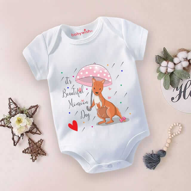 Baby Newborn Monsoon Bodysuits Romper Half Sleeve Envelope Neck Onesies Rainfall Outfit – Cute, Cozy & Breathable Monsoon Baby Wear for 0-12 Months