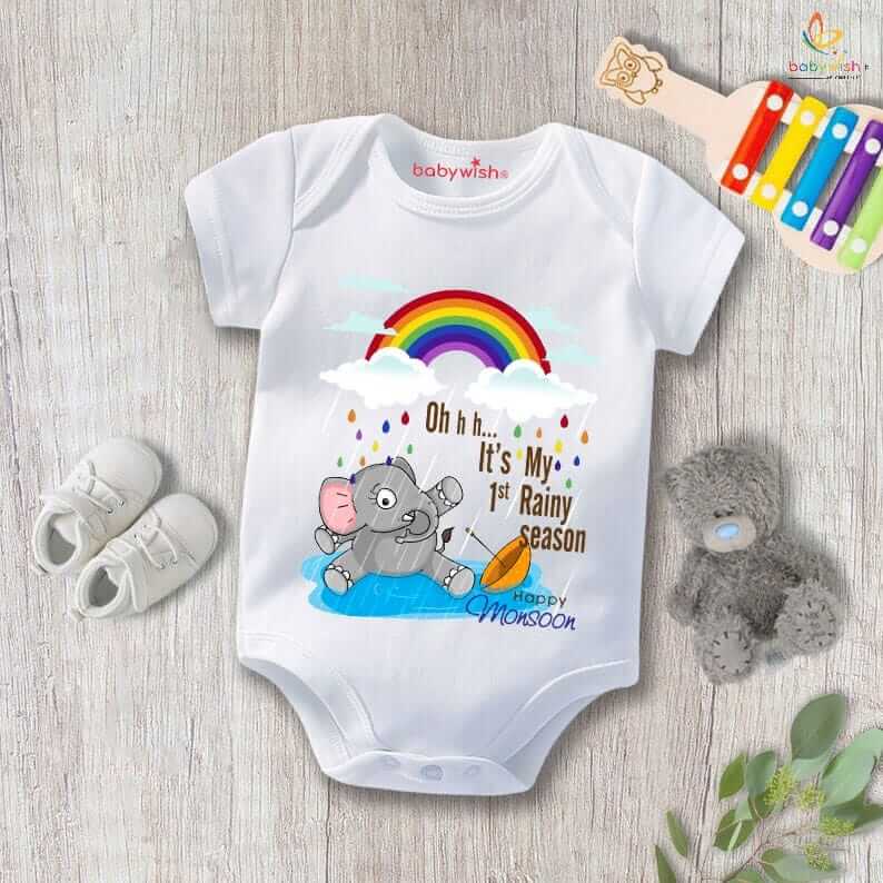 Baby Newborn Monsoon Bodysuits Romper Half Sleeve Envelope Neck Onesies Rainfall Outfit – Cute, Soft & Breathable Baby Clothes for 0-12 Months