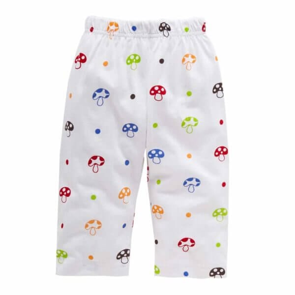 Baby Clothing Set Full Sleeve Jhabla for New Born T-shirt Pajama Set - White Mushroom Print - Image 5