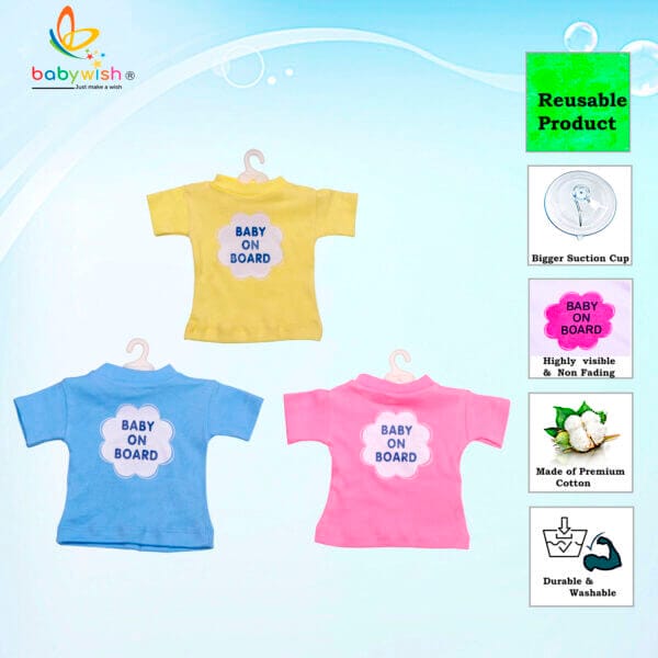 Baby on Board Car Decals Cloth Safety Sign Board with Hanger & Vacuum suction cup