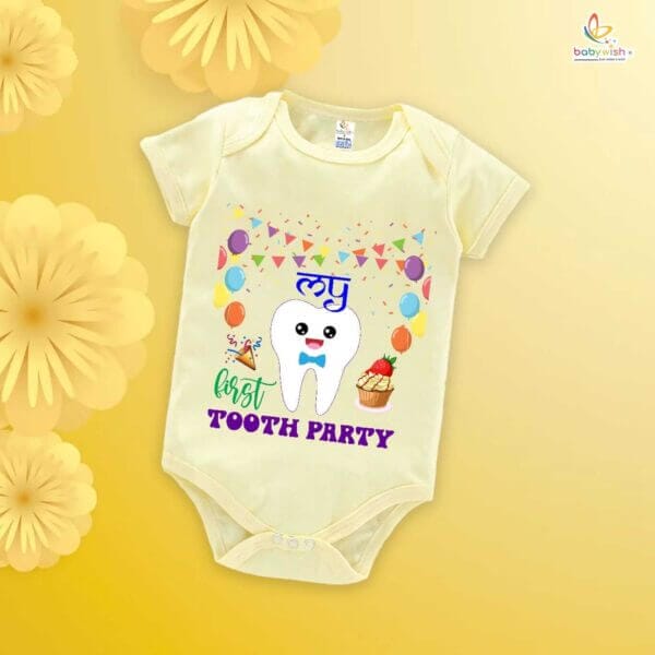 My First Tooth Romper | Cute Baby Bodysuit for First Tooth Party & Milestone Photos – Babywish - Image 2