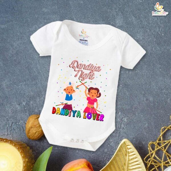 Babywish Baby Navratri Romper Bodysuit My First Dussehra Dandiya Night With Dandiya Lover - Image 5