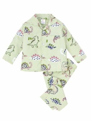 Kids Sleepsuit for Baby Boy’s and Girl’s Topwear and Pajamas Set Long Sleeve Sleepwear Baby Clothing Sets - Green Dinosour Print