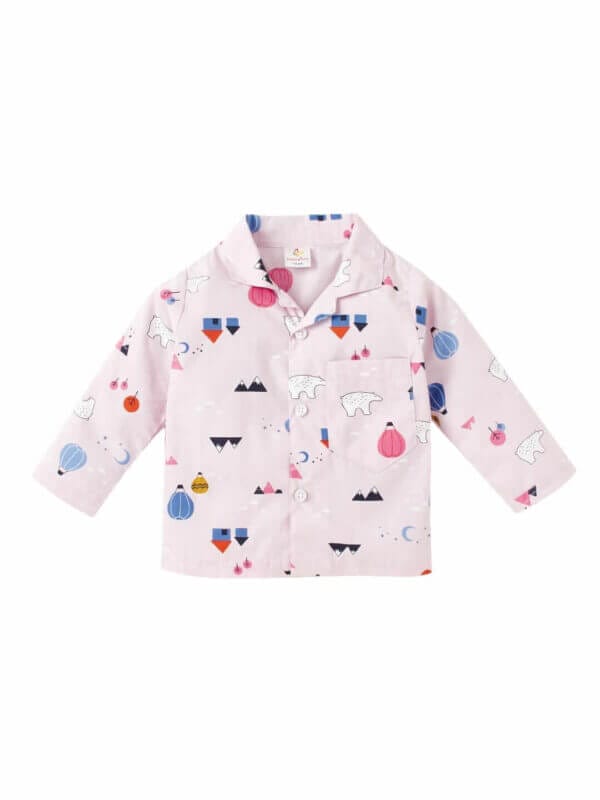 Kids Sleepsuit for Baby Boy’s and Girl’s Topwear and Pajamas Set Long Sleeve Sleepwear Baby Clothing Sets - Peach Bear Print - Image 2