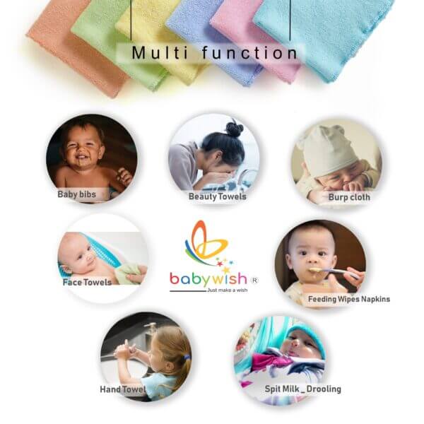 Baby Washcloths for Newborn face hand towels Combo Pack - Multicolor - Image 5