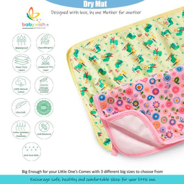 Baby Waterproof Bed Mattress Protector Pink Drysheet for Baby Soft Breathable Waterproof Bed Sheet Protector - Image 6