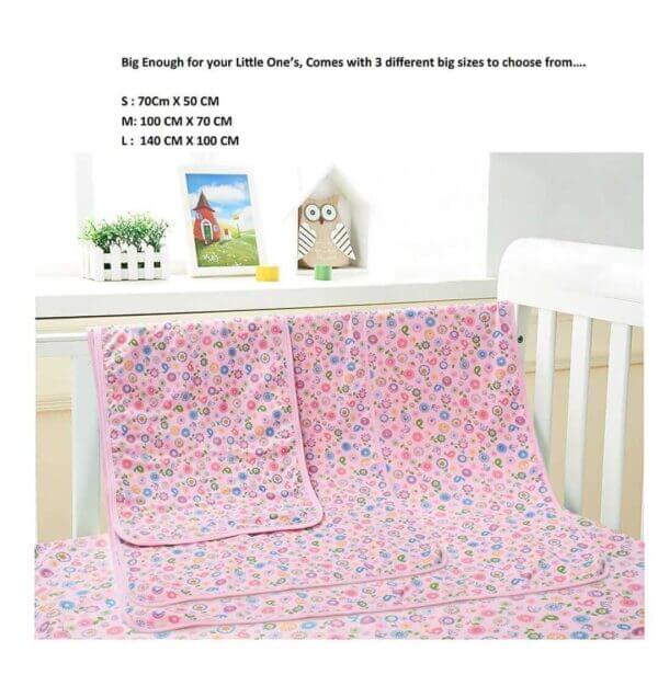 Baby Waterproof Bed Mattress Protector Pink Drysheet for Baby Soft Breathable Waterproof Bed Sheet Protector