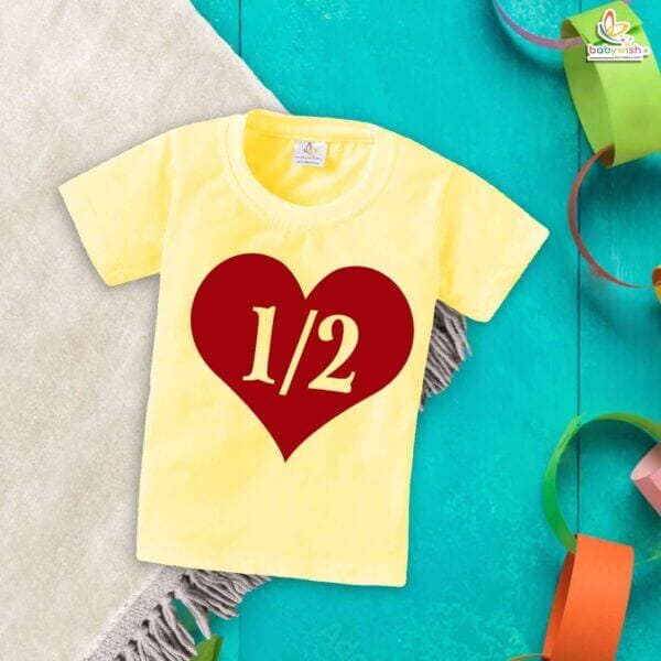 1/2 Birthday T-Shirt with Heart Design – My First Half Birthday Outfit for 6 Month Baby Boys & Girls – Cute Milestone Shirt – Babywish - Image 4