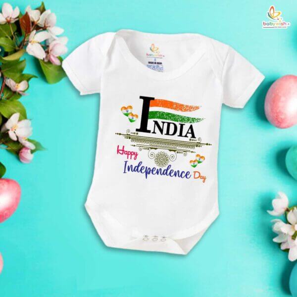 Babywish Independence Day T-Shirt for Boys and Girls 15th August Romper HAPPY INDEPENDENCE DAY