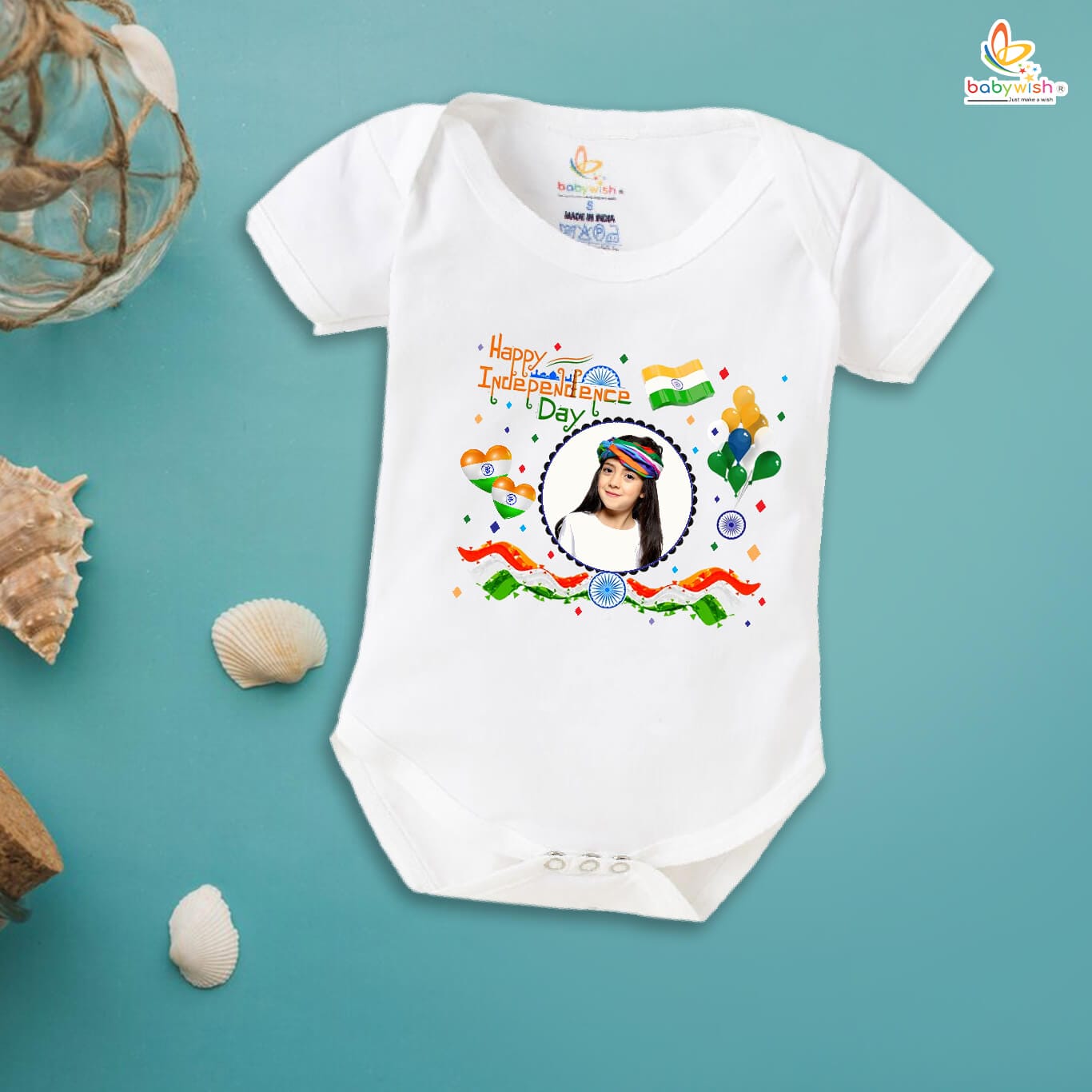 Independence Day Romper for Boys and Girls – 15th August Cotton Half Sleeve Onesie, Patriotic Party Topwear, Comfy Kids Outfit, Celebrate Freedom, Happy Independence Day – Babywish