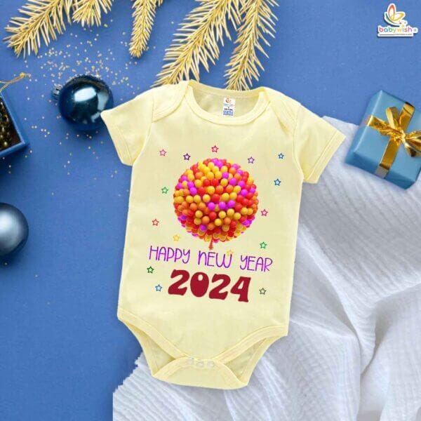 Babywish New Year Romper Clothes My First New Year Bodysuits Balloon Circle New Year - Image 3