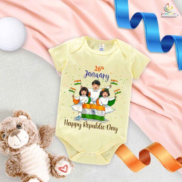 My First Republic Day Romper | 26th January Happy Republic Day Bodysuit | Group Dance Baby Outfit | Patriotic Baby Clothes | Babywish - Image 2