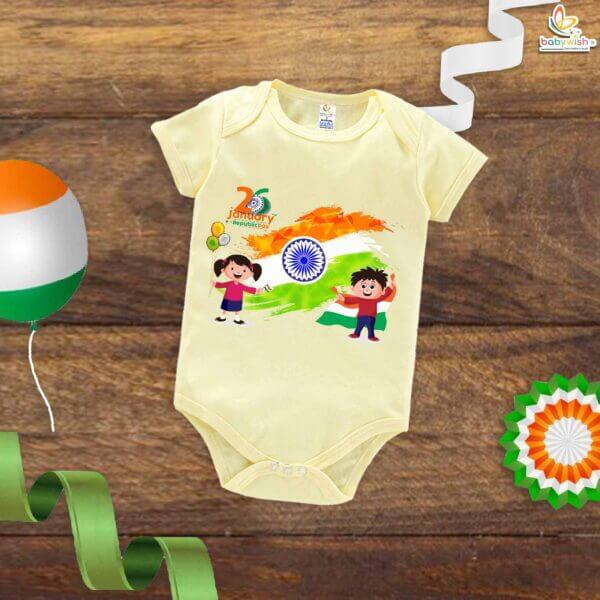 My First Republic Day Romper | 26th January Republic Day Boy & Girl Print Baby Bodysuit | Patriotic Outfit for Boys & Girls – Babywish - Image 2