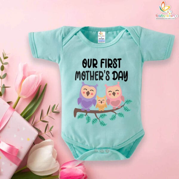 Our First Mothers Day Babywish Cute Owl Print Romper/Onesies - Image 2