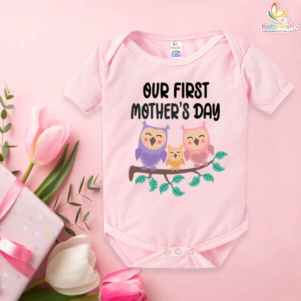 Our First Mothers Day Babywish Cute Owl Print Romper/Onesies - Image 3