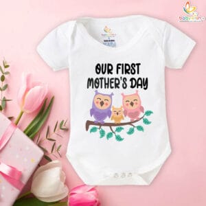 Our First Mothers Day Babywish Cute Owl Print Romper/Onesies