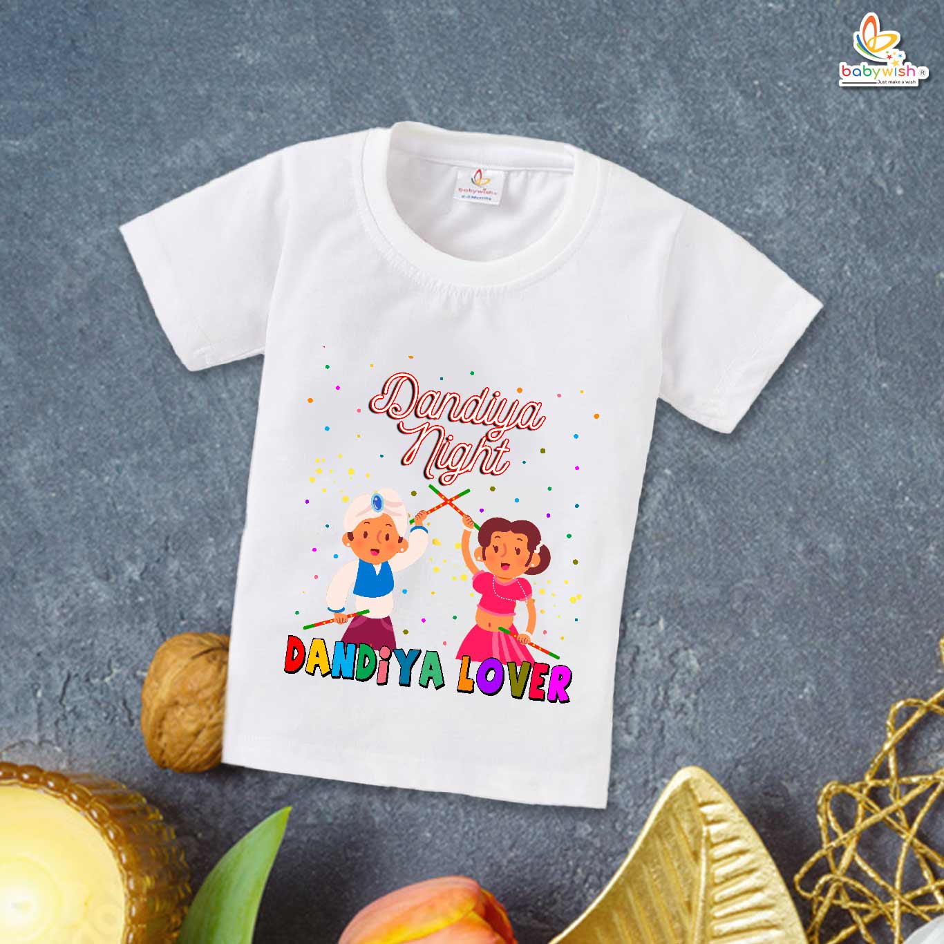 Babywish Baby Navratri T-shirt My First Dussehra Dandiya Night With Dandiya Lover