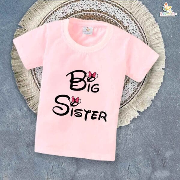 Big Sister T-Shirt – Brother & Sister Matching Family T-Shirt – Cute "Big Sister" Tee for Girls – Baby & Toddler Clothing – Babywish - Image 3