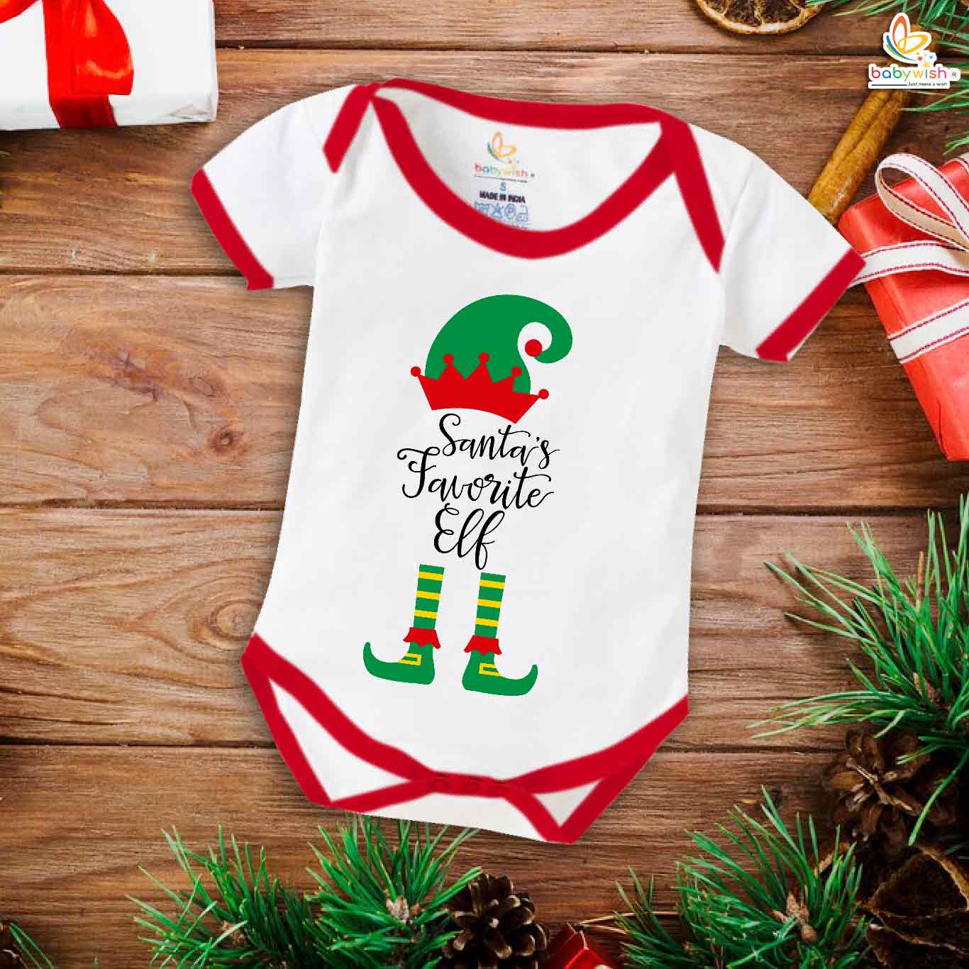 Babywish Christmas Romper Clothes for Babies, My First Merry Christmas Bodysuits, Santa Favorite Elf Christmas Newborn Outfit, Cute Holiday Onesies for Boys & Girls