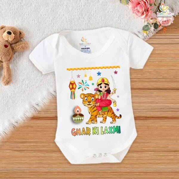 Babywish Baby Diwali Romper Bodysuit My First Diwali Ghar ki Laxmi - Image 5