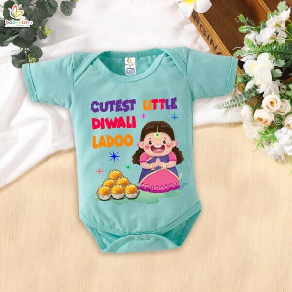 Babywish Baby Diwali Romper Bodysuit My First Diwali Cutest Diwali Sweets Ladoo - Image 4