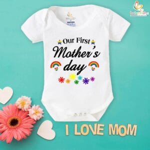 Our First Mothers Day Rainbow Print Babywish Romper/Onesies