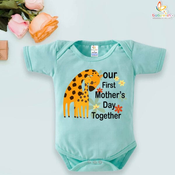 Our First Mothers Day Giraffe Print Romper/Onesies - Image 2