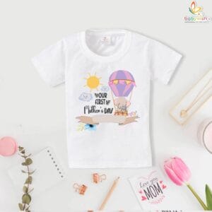 Babywish Your First Mother’s Day Baby T-Shirt with Hot Air Balloon Design
