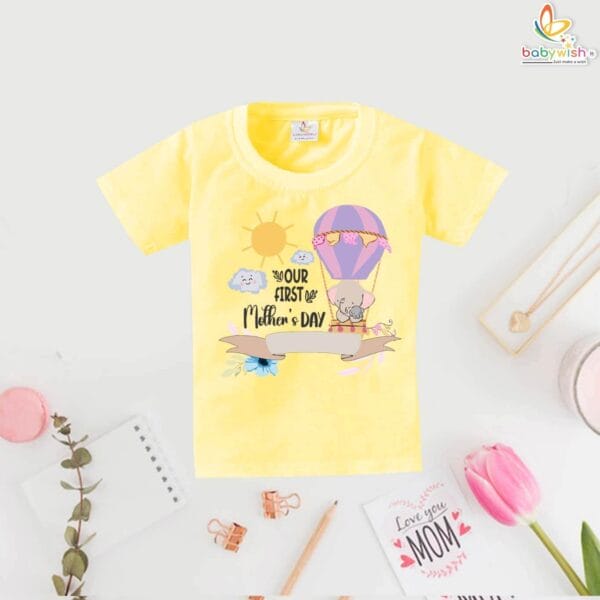 My First Mothers Day Hot Air Balloon T-Shirt Celebrate the Journey of Motherhood with babywish Love - Image 4
