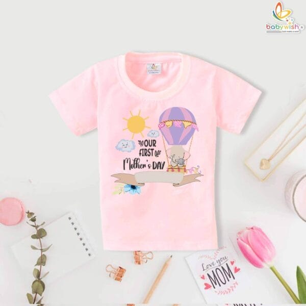 My First Mothers Day Hot Air Balloon T-Shirt Celebrate the Journey of Motherhood with babywish Love - Image 3