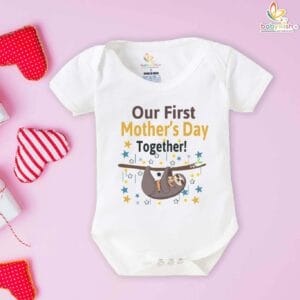 Babywish First Mother’s Day Romper with Cute Sloth Design for Baby