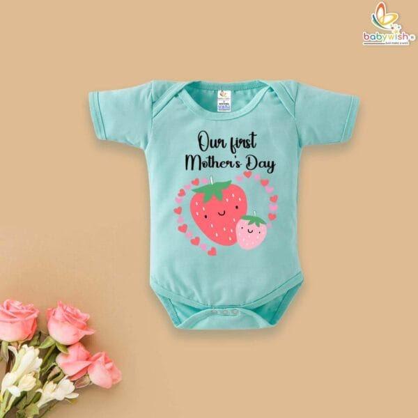 Our First Mothers Day Strawberry print Babywish Romper/Onesies - Image 2