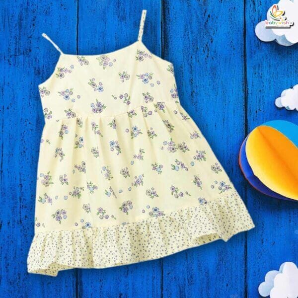 Babywish Baby Girl Cotton Frock Newborn Girl Knee Length Sleeveless Dress Floral Theme Printed - Image 7