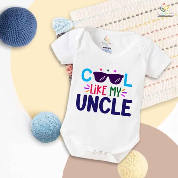 Cool Like My Uncle Baby Romper – Funny Chacha & Chachi Bodysuit | Indian Baby Outfit, Gift for Uncle, Newborn Onesie, Babywish - Image 5