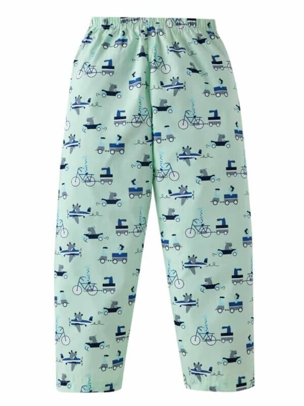 Kids Sleepsuit for Baby Boy’s and Girl’s Topwear and Pajamas Set Long Sleeve Sleepwear Baby Clothing Sets - Green Vehicles Print - Image 5