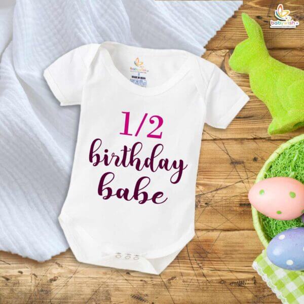 Baby Half Birthday Romper – My First 1/2 Birthday Bodysuit "1/2 BDY BABE" | Cute 6 Month Baby Outfit for Girls & Boys | Baby Shower Gift by Babywish - Image 5